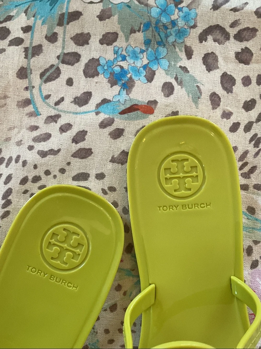 Tory Burch Mini Miller Leaf Green Jelly Thong Sandals